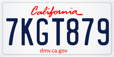 CA license plate 7KGT879