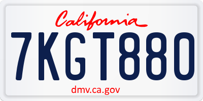CA license plate 7KGT880
