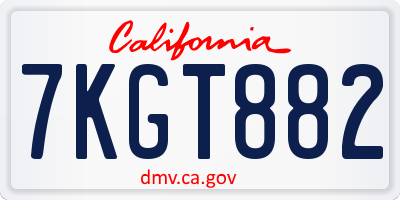 CA license plate 7KGT882