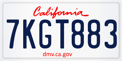 CA license plate 7KGT883