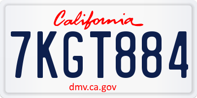 CA license plate 7KGT884