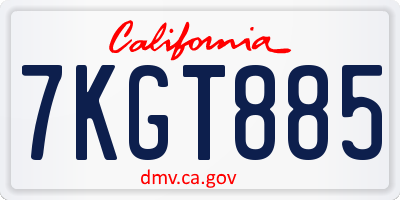 CA license plate 7KGT885