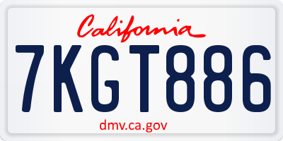 CA license plate 7KGT886