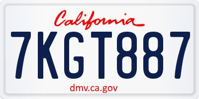 CA license plate 7KGT887