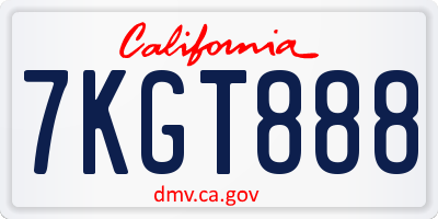 CA license plate 7KGT888