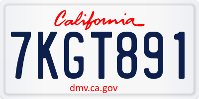 CA license plate 7KGT891