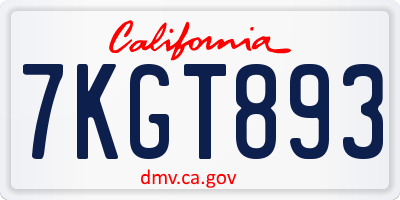 CA license plate 7KGT893