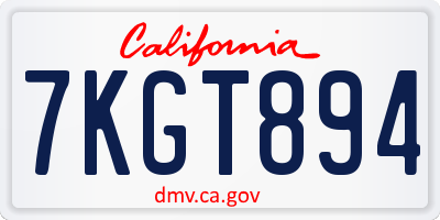 CA license plate 7KGT894