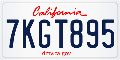 CA license plate 7KGT895