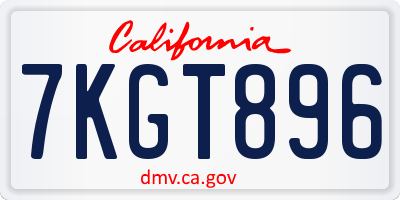 CA license plate 7KGT896