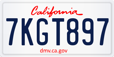 CA license plate 7KGT897