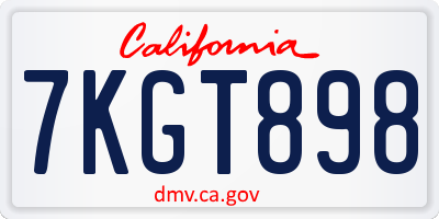 CA license plate 7KGT898