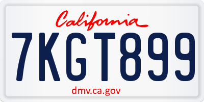 CA license plate 7KGT899