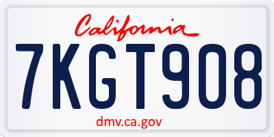 CA license plate 7KGT908