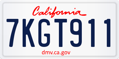CA license plate 7KGT911