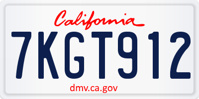 CA license plate 7KGT912