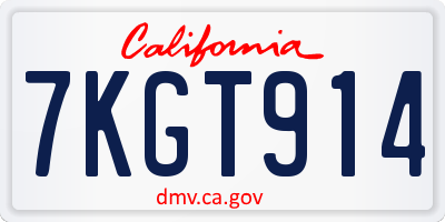 CA license plate 7KGT914