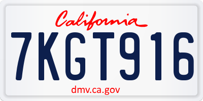 CA license plate 7KGT916