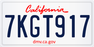 CA license plate 7KGT917