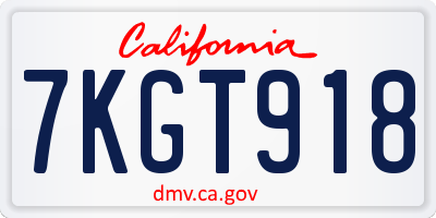 CA license plate 7KGT918