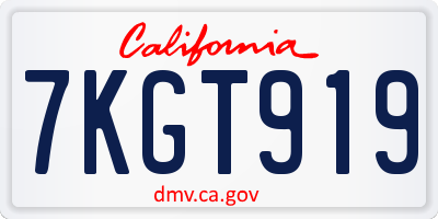 CA license plate 7KGT919