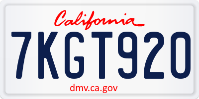 CA license plate 7KGT920
