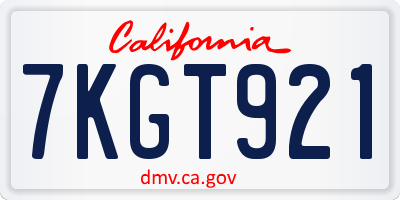CA license plate 7KGT921