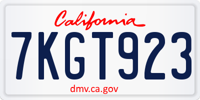 CA license plate 7KGT923