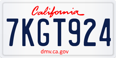 CA license plate 7KGT924
