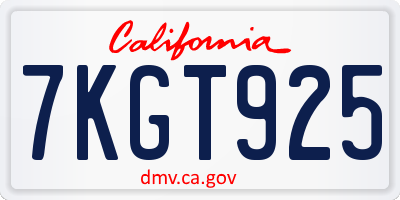 CA license plate 7KGT925