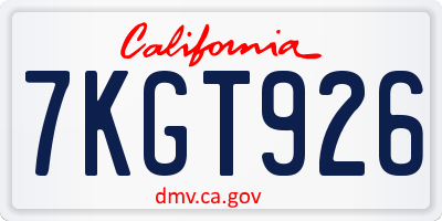 CA license plate 7KGT926