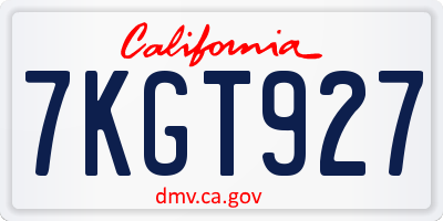 CA license plate 7KGT927