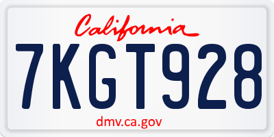 CA license plate 7KGT928