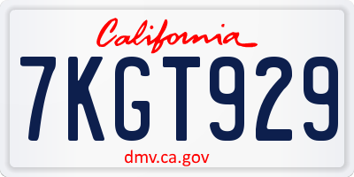 CA license plate 7KGT929