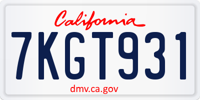 CA license plate 7KGT931