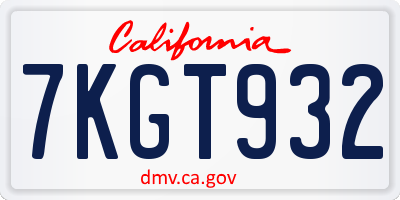 CA license plate 7KGT932