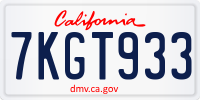 CA license plate 7KGT933
