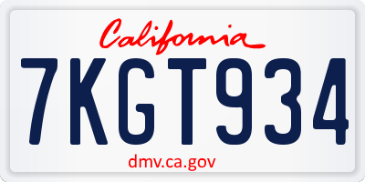 CA license plate 7KGT934