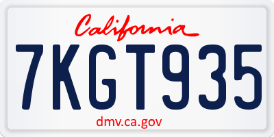 CA license plate 7KGT935