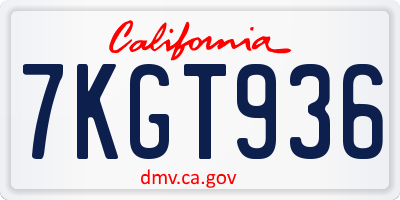 CA license plate 7KGT936