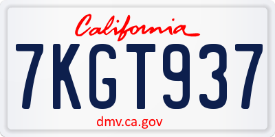 CA license plate 7KGT937