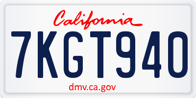 CA license plate 7KGT940