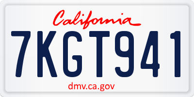 CA license plate 7KGT941