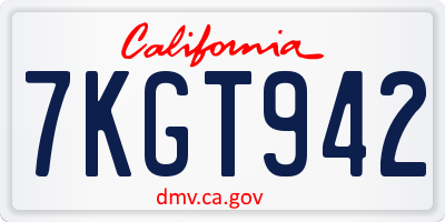 CA license plate 7KGT942