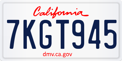 CA license plate 7KGT945