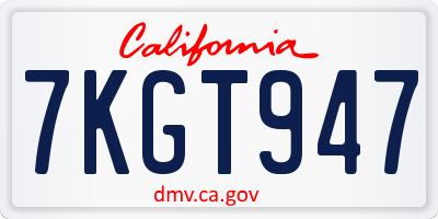 CA license plate 7KGT947