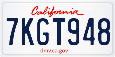 CA license plate 7KGT948