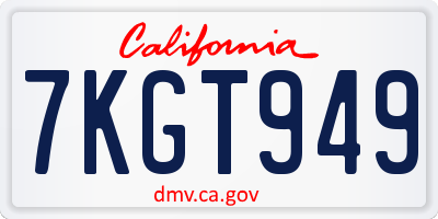 CA license plate 7KGT949