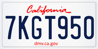 CA license plate 7KGT950