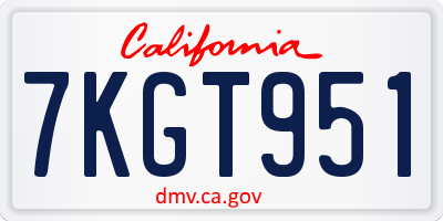 CA license plate 7KGT951